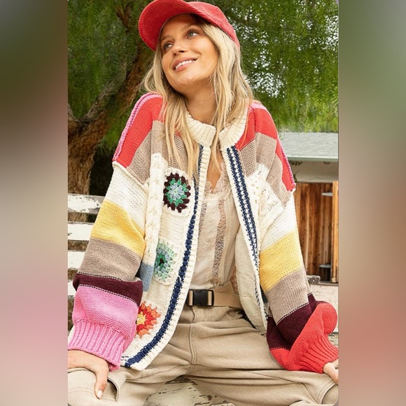 Closeout!▪️NWT POL Handmade Balloon Sleeve Patch Open Cardigan - Picture 4 of 10